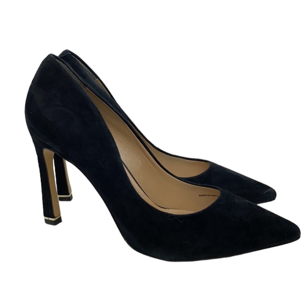 WHBM Black Suede Stiletto Heels With Silver Accent - Picture 9 of 10